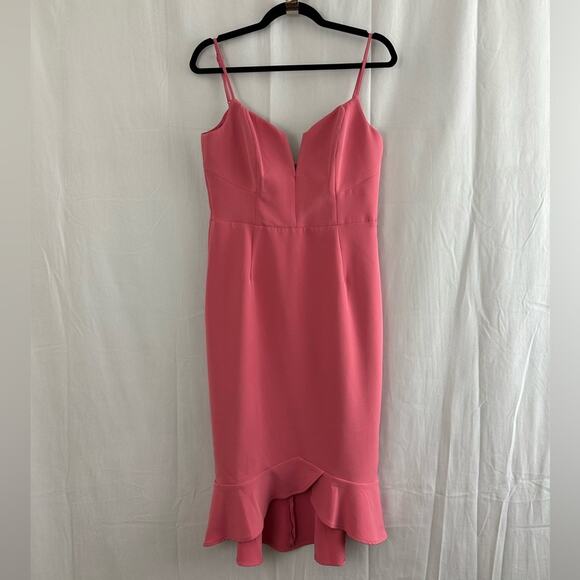 Revolve Bardot Kristen Peplum Dress in Melon Womens Size 8 - Picture 2 of 8
